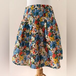 Vera Wang Purple Label Floral A-Line Silk Skirt